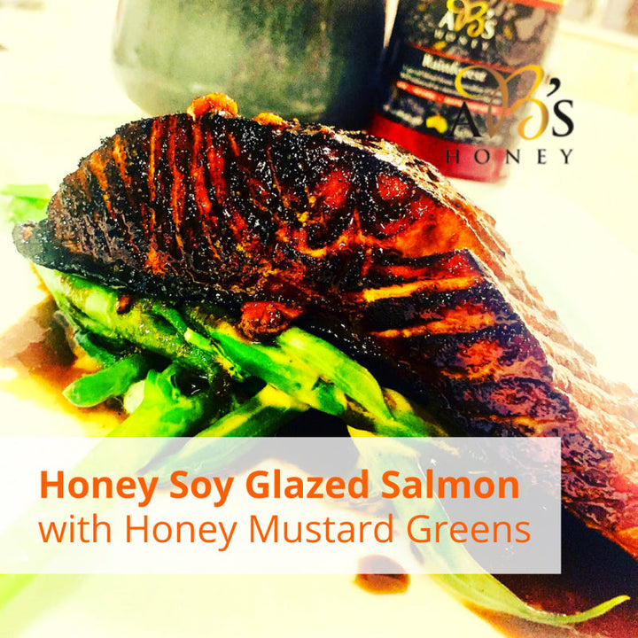 Honey Soy Glazed Salmon with Honey Mustard Greens Recipe