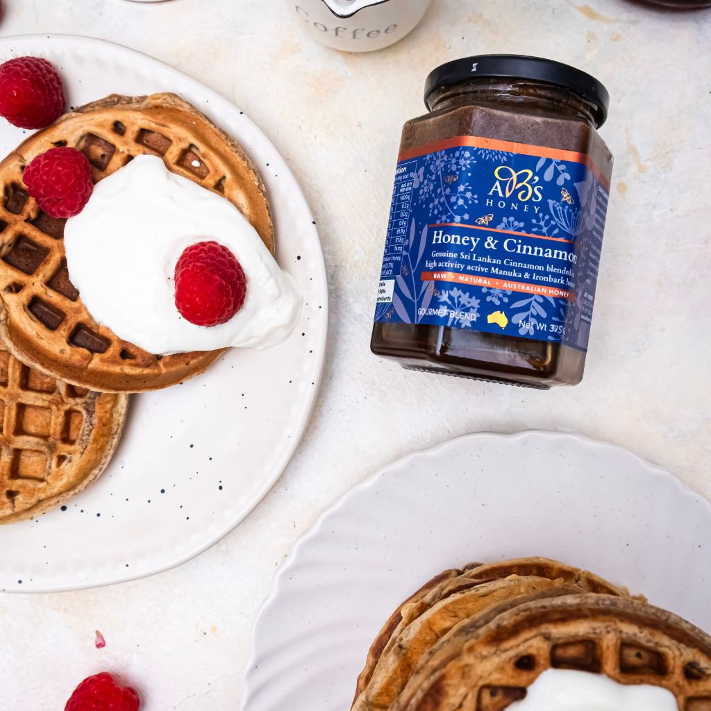 Protein honey banana bread waffles