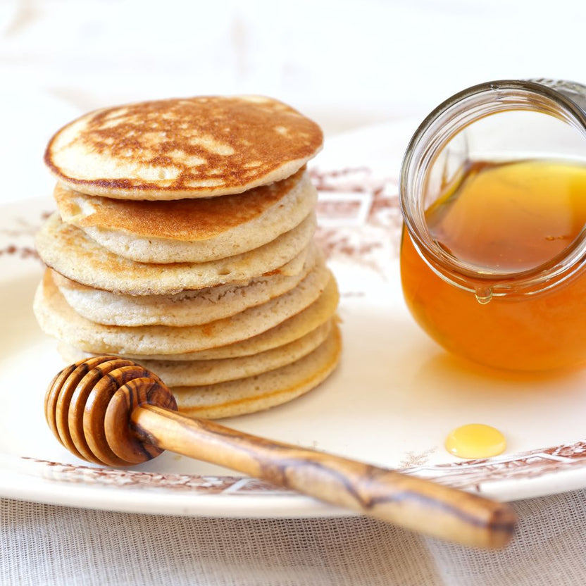 Image showcasing AB's Honey and Cinnamon Pancakes Recipe – SimplyHoney