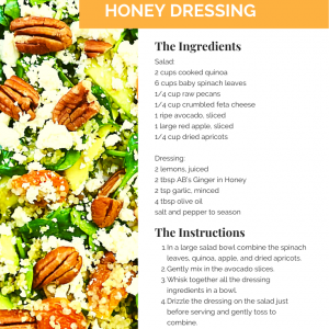 Spring Salad Bowl with AB’s Ginger in Honey Dressing Recipe Cards