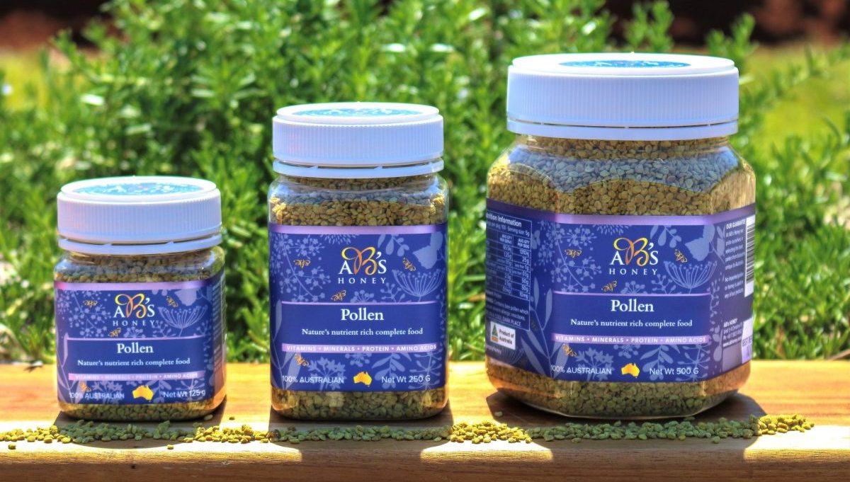 Bee Pollen Granules in Jars of different sizes