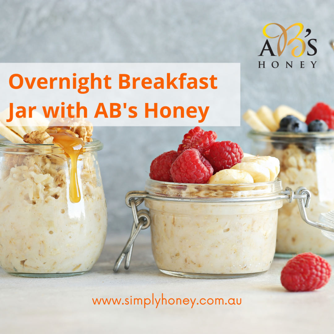 Overnight breakfast jar with honey